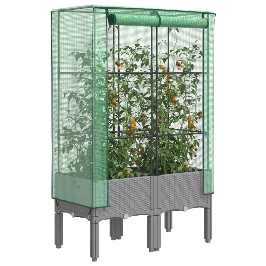 vidaXL Raised Bed with Greenhouse Cover Rattan Look 80x40x140 cm 1