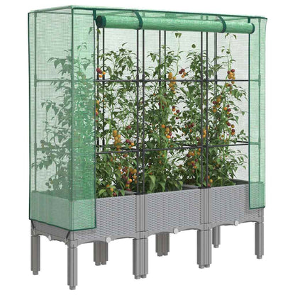 vidaXL Raised Bed with Greenhouse Cover Rattan Look
