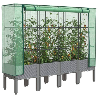 vidaXL Raised Bed with Greenhouse Cover Rattan Look