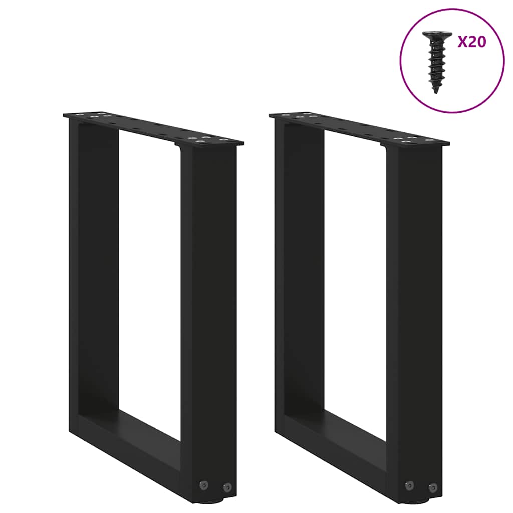 vidaXL Coffee Table Legs U-Shaped 2 pcs Black 38x(42-43) cm Steel 3