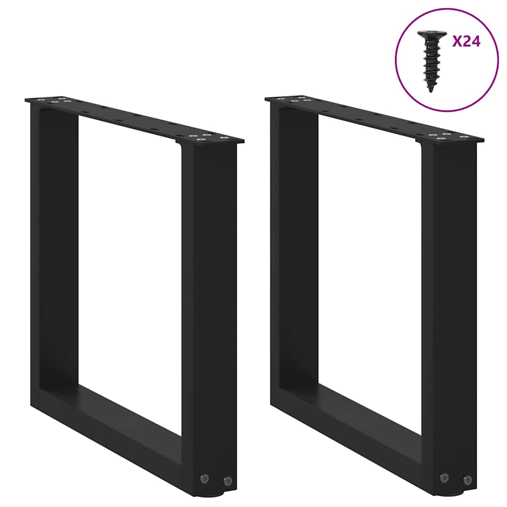 vidaXL Coffee Table Legs U-Shaped 2 pcs Black 50x(42-43) cm Steel 3