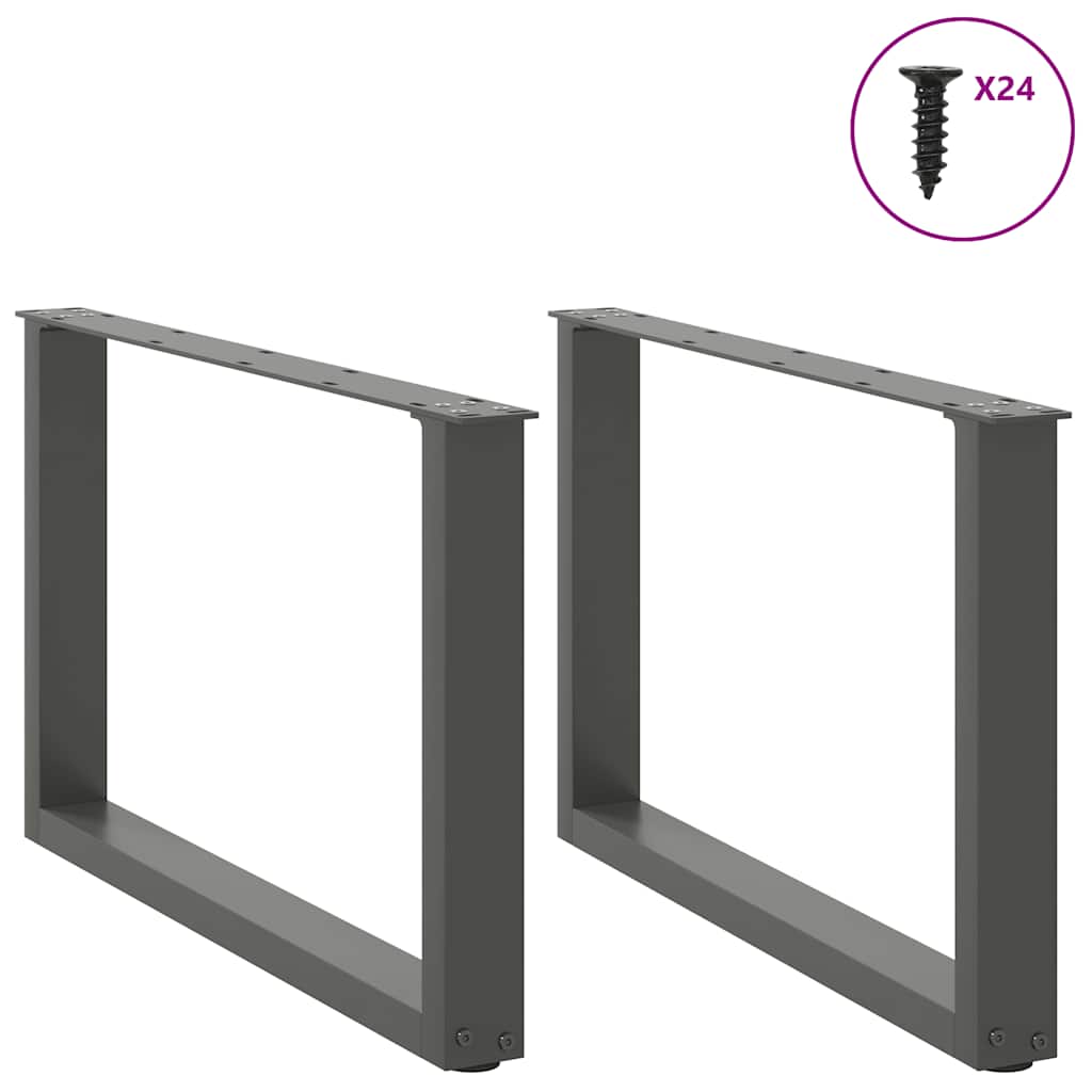 vidaXL Coffee Table Legs U-Shaped 2 pcs Anthracite 60x(42-43) cm Steel 3