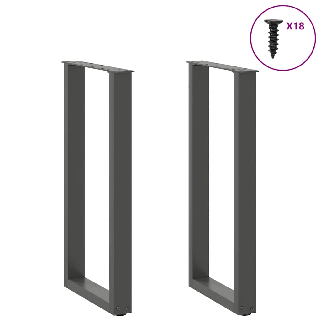 vidaXL Console Table Legs U-Shaped 2 pcs Anthracite 28x(72-73) cm Steel 3
