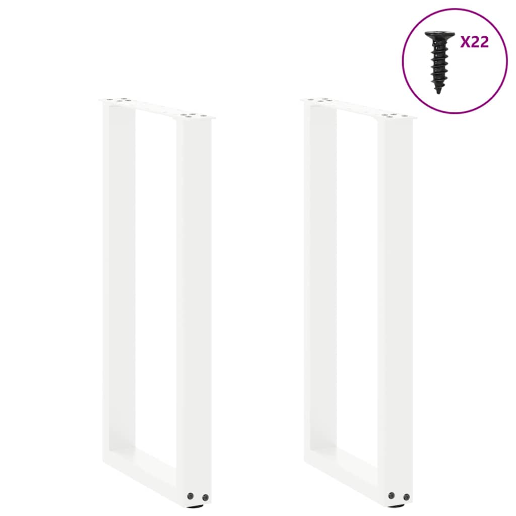 vidaXL Console Table Legs U-Shaped 2 pcs White 38x(72-73) cm Steel 3