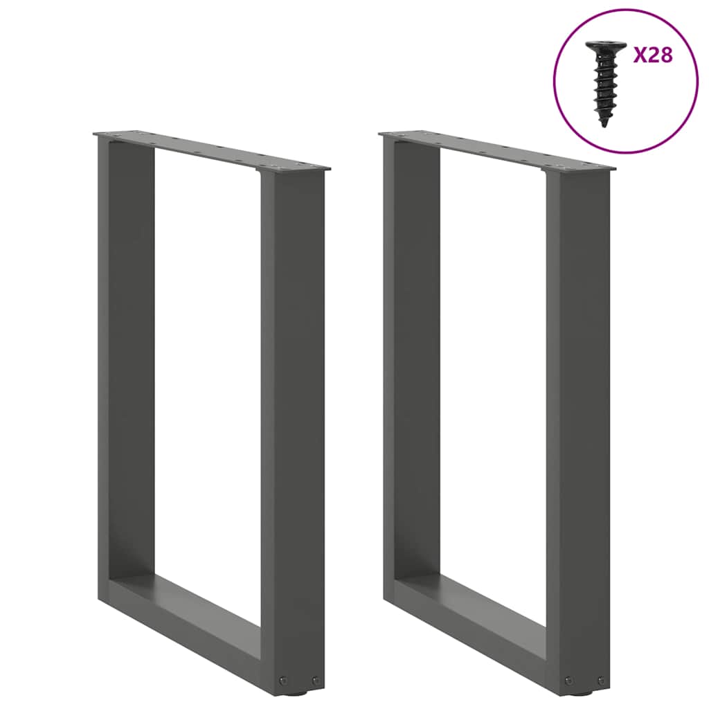 vidaXL Dining Table Legs U-Shaped 2 pcs Anthracite 70x(72-73) cm Steel 3