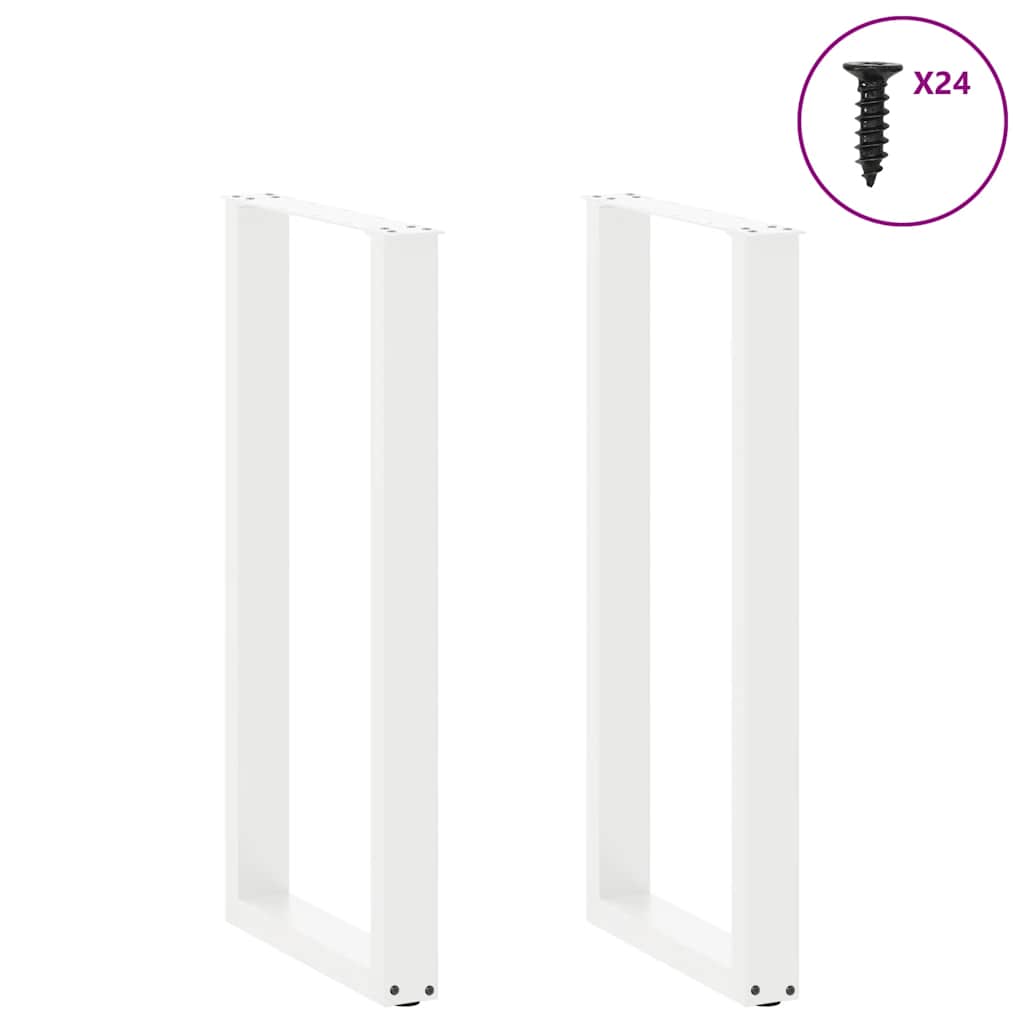 vidaXL Bar Table Legs U-Shaped 2 pcs White 50x(100-101) cm Steel 3