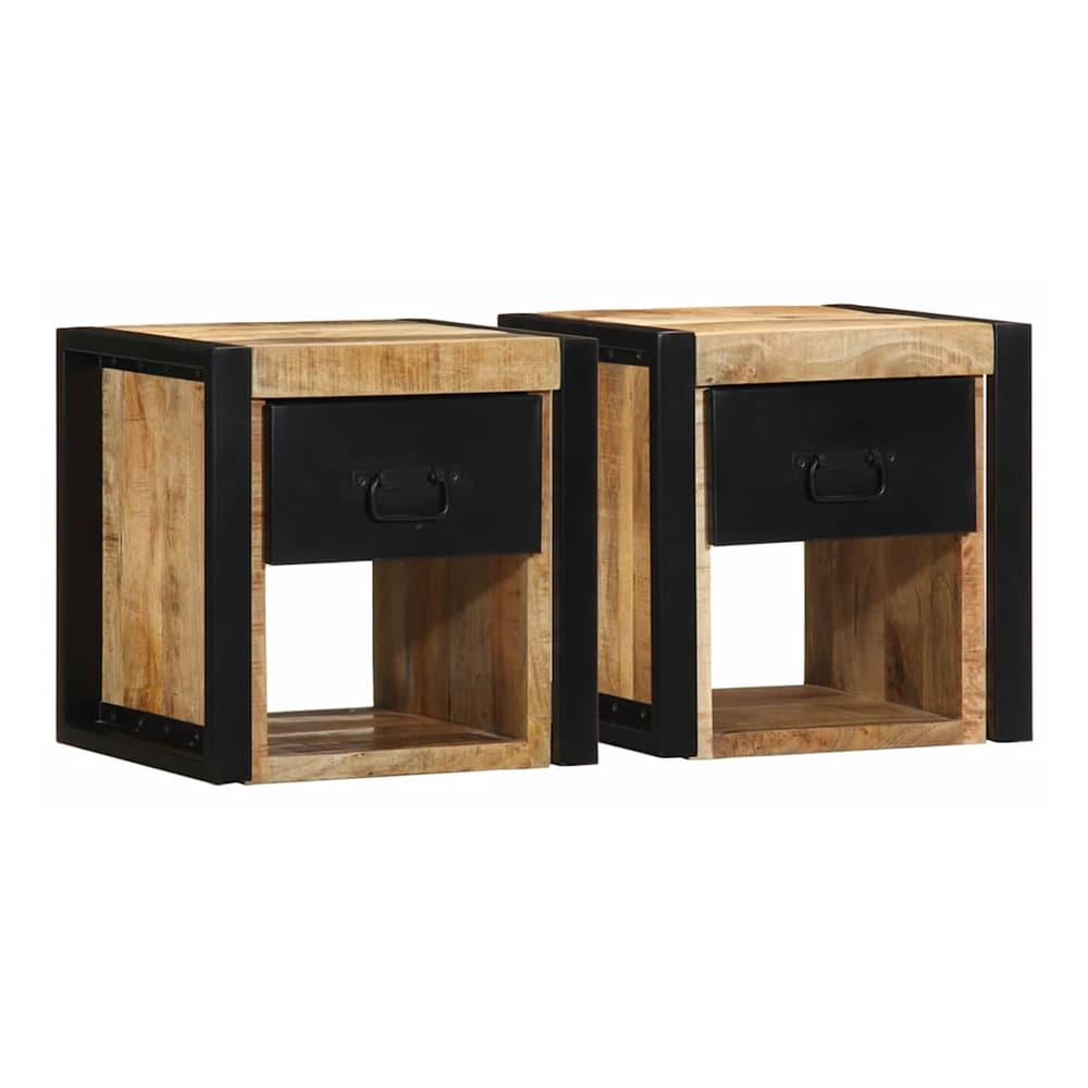 Bedside Cabinets Multicolour 40x35x40 cm Solid mango wood 2