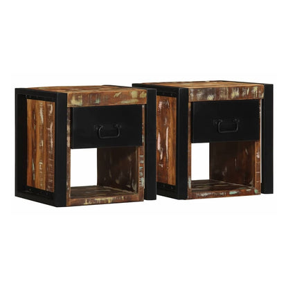 Bedside Cabinets Multicolour 40x35x40 cm Solid reclaimed wood 2