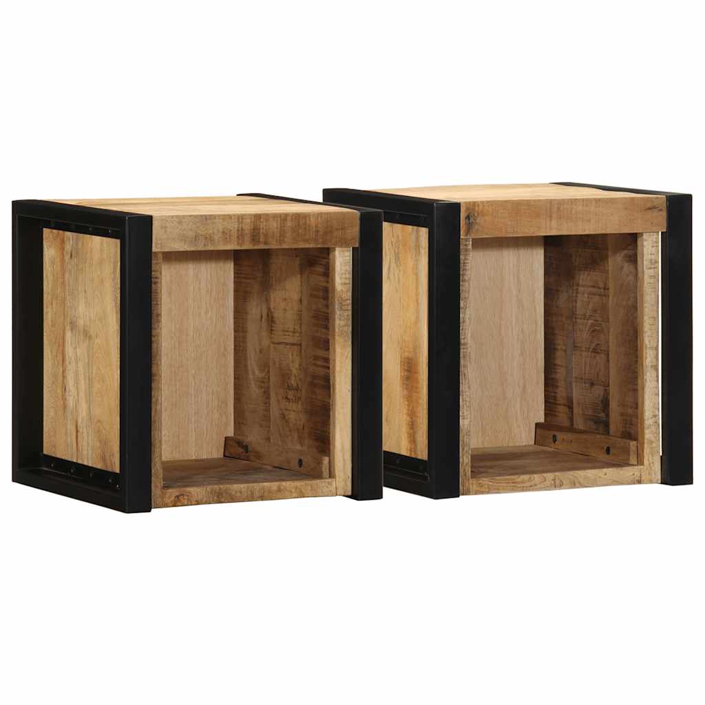 vidaXL Bedside Cabinets 2 pcs 40x35x40 cm Solid Rough Wood Mango 1