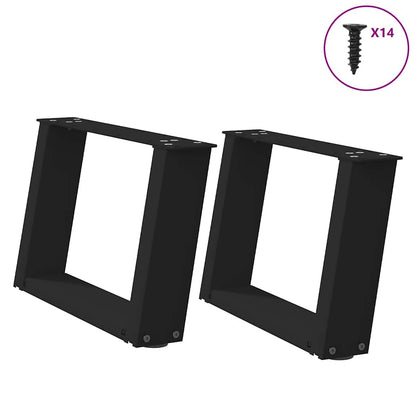 vidaXL Coffee Table Legs U-Shaped 2 pcs Black 40x(30-31) cm Steel 1