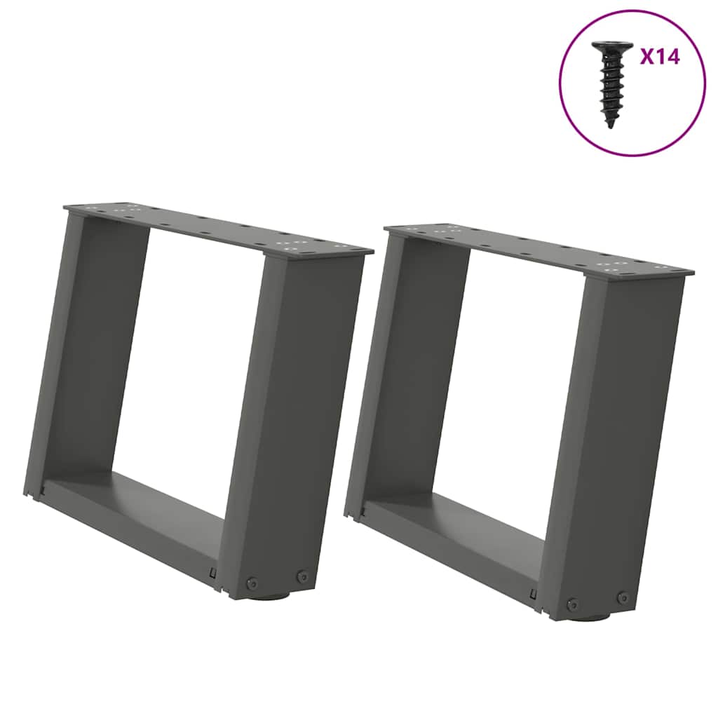 vidaXL Coffee Table Legs U-Shaped 2 pcs Anthracite 40x(30-31) cm Steel 1