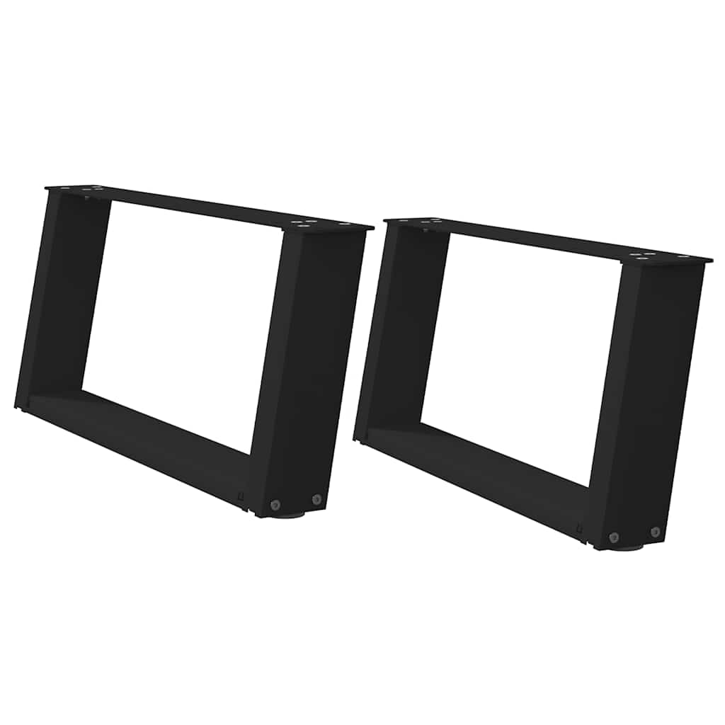 vidaXL Coffee Table Legs U-Shaped 2 pcs Black 60x(30-31) cm Steel 2