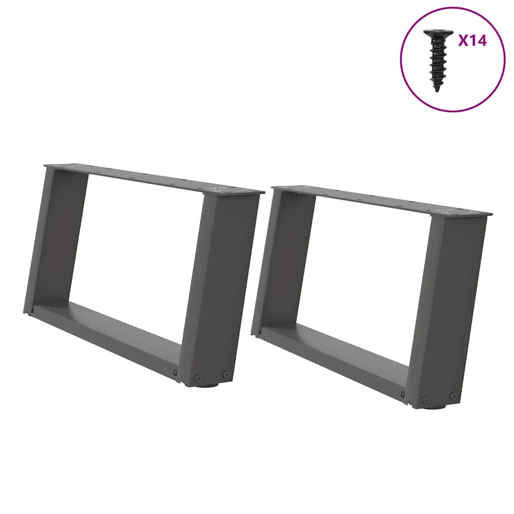 vidaXL Coffee Table Legs U-Shaped 2 pcs Anthracite 60x(30-31) cm Steel 1