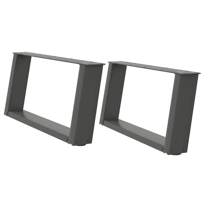 vidaXL Coffee Table Legs U-Shaped 2 pcs Anthracite 60x(30-31) cm Steel 2