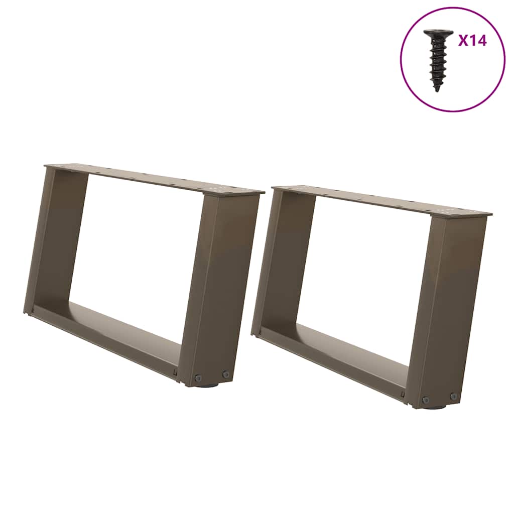 vidaXL Coffee Table Legs U-Shaped 2 pcs Natural Steel 60x(30-31) cm Steel 1