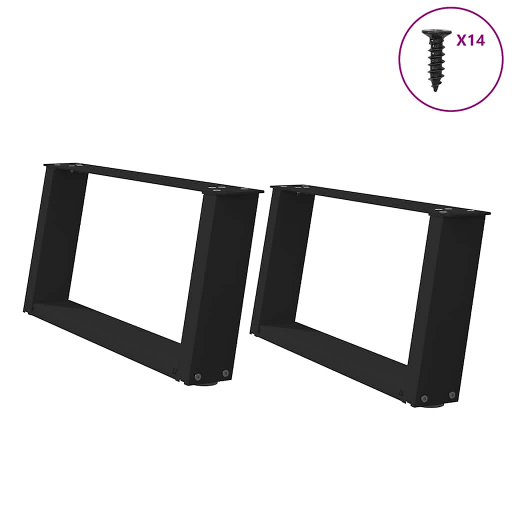 vidaXL Coffee Table Legs U-Shaped 2 pcs Black 70x(30-31) cm Steel 1