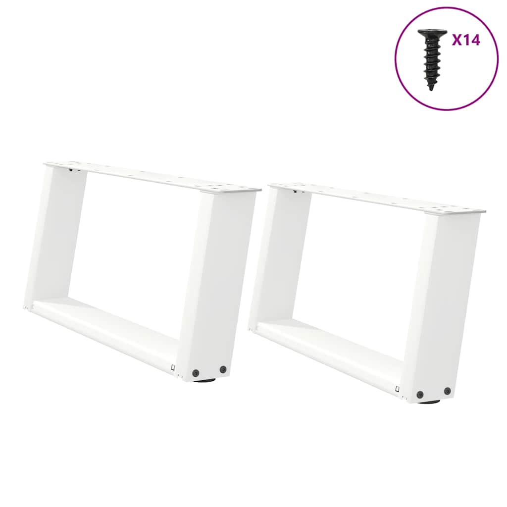 vidaXL Coffee Table Legs U-Shaped 2 pcs White 70x(30-31) cm Steel 1