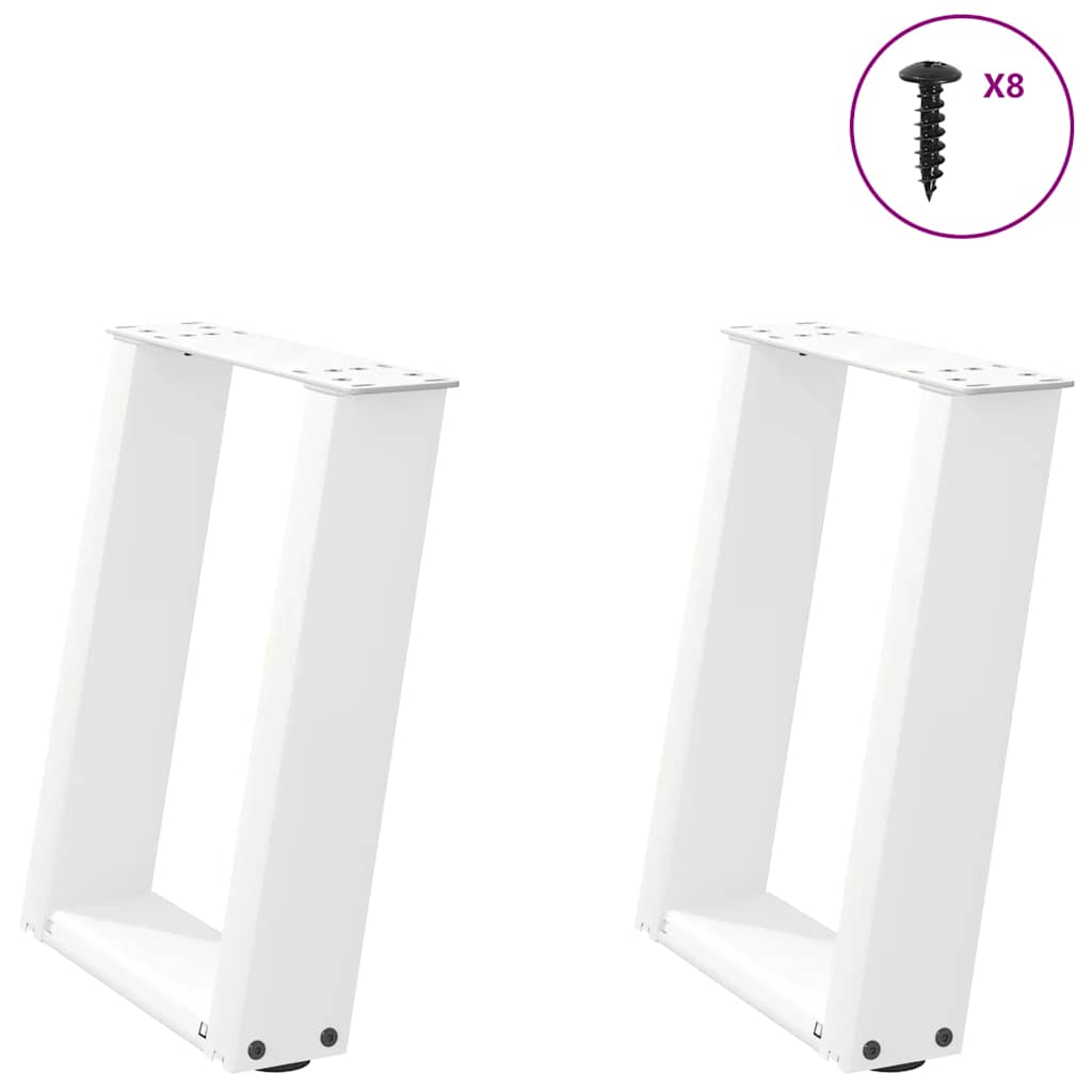 vidaXL Coffee Table Legs U-Shaped 2 pcs White 28x(42-43) cm Steel 1