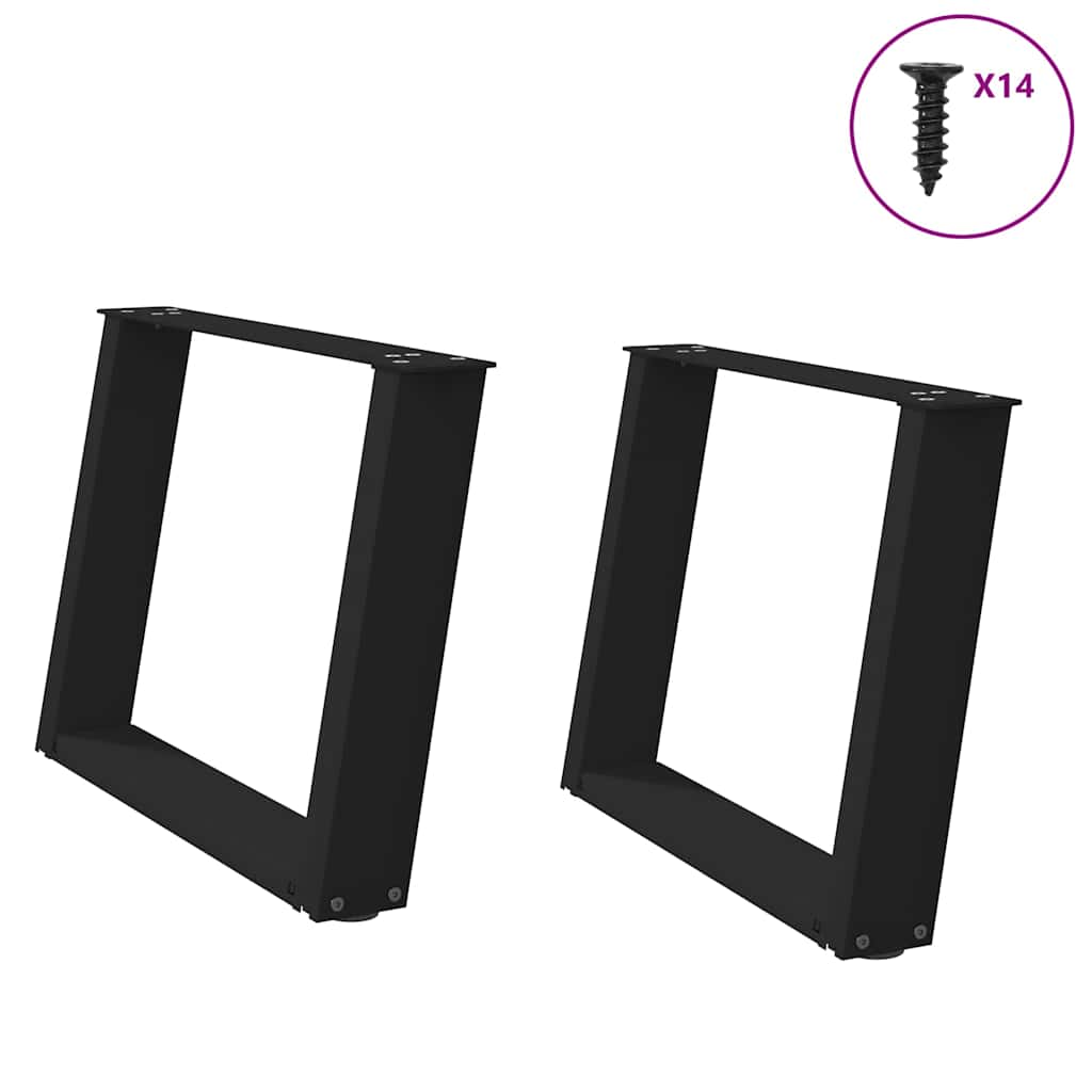 vidaXL Coffee Table Legs U-Shaped 2 pcs Black 60x(42-43) cm Steel 2