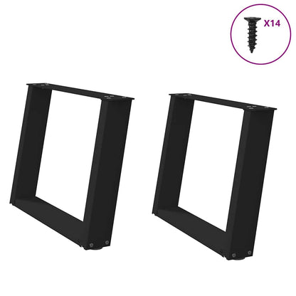 vidaXL Coffee Table Legs U-Shaped 2 pcs Black 60x(42-43) cm Steel 2