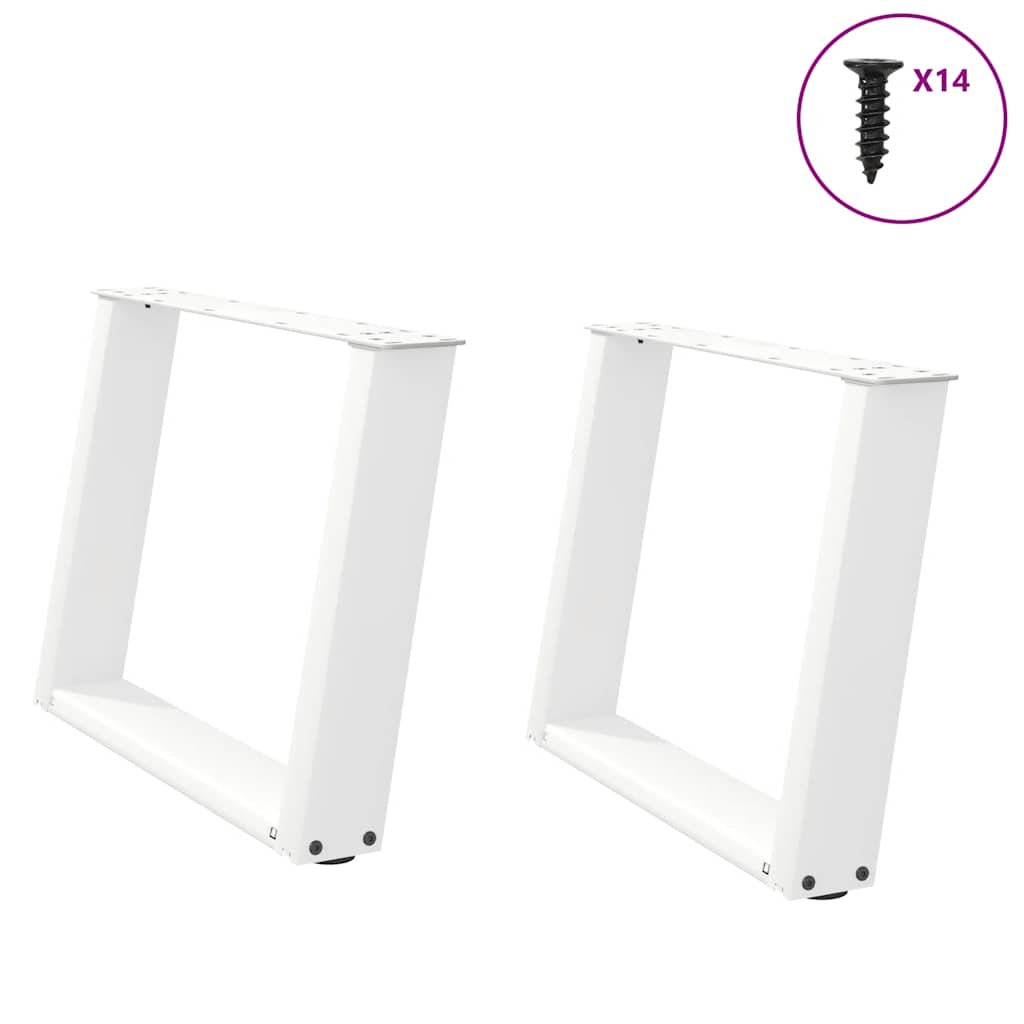 vidaXL Coffee Table Legs U-Shaped 2 pcs White 60x(42-43) cm Steel 1
