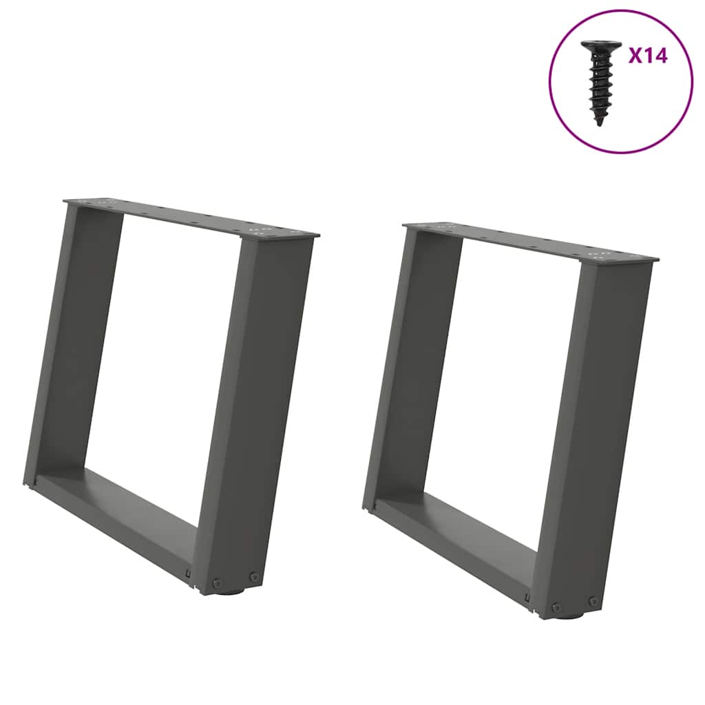 vidaXL Coffee Table Legs U-Shaped 2 pcs Anthracite 60x(42-43) cm Steel 1