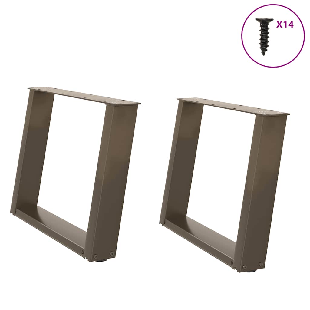 vidaXL Coffee Table Legs U-Shaped 2 pcs Natural Steel 60x(42-43) cm Steel 1