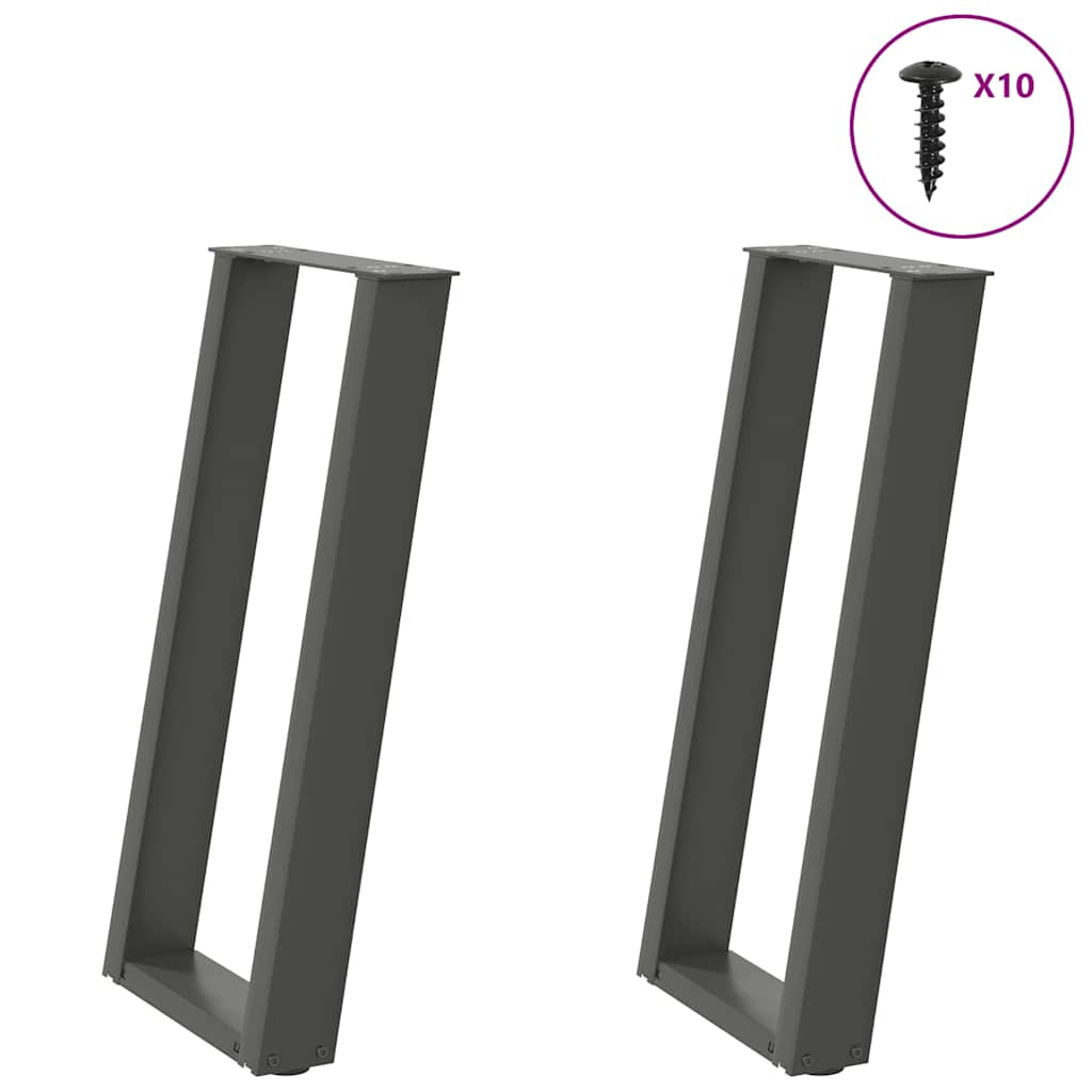 vidaXL Console Table Legs U-Shaped 2 pcs Anthracite 28x(72-73) cm Steel 1