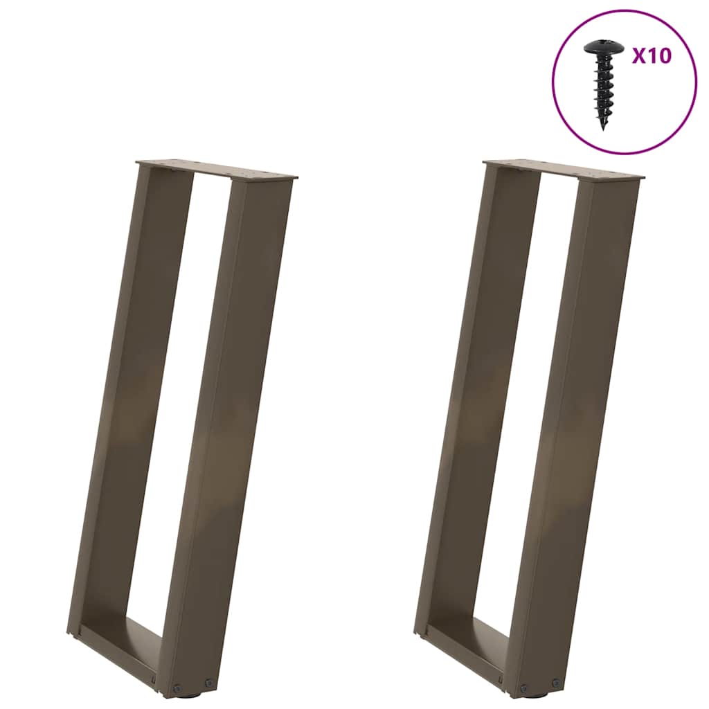 vidaXL Console Table Legs U-Shaped 2 pcs Natural Steel 28x(72-73) cm Steel 1