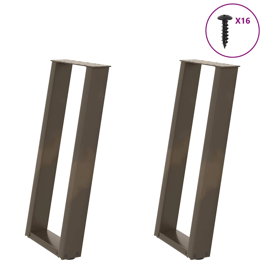 vidaXL Console Table Legs U-Shaped 2 pcs Natural Steel 38x(72-73) cm Steel 1