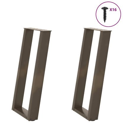 vidaXL Console Table Legs U-Shaped 2 pcs Natural Steel 38x(72-73) cm Steel 1