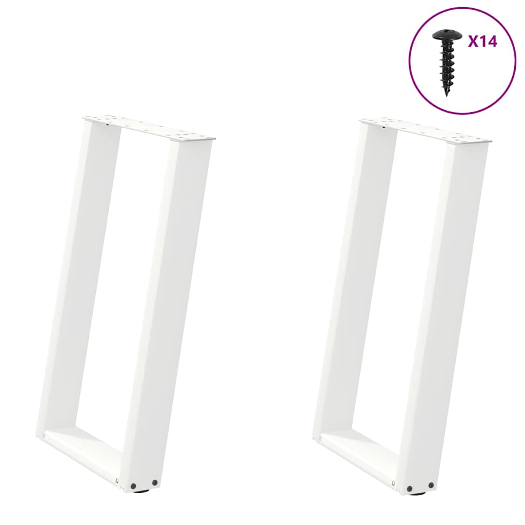 vidaXL Dining Table Legs U-Shaped 2 pcs White 50x(72-73) cm Steel 1