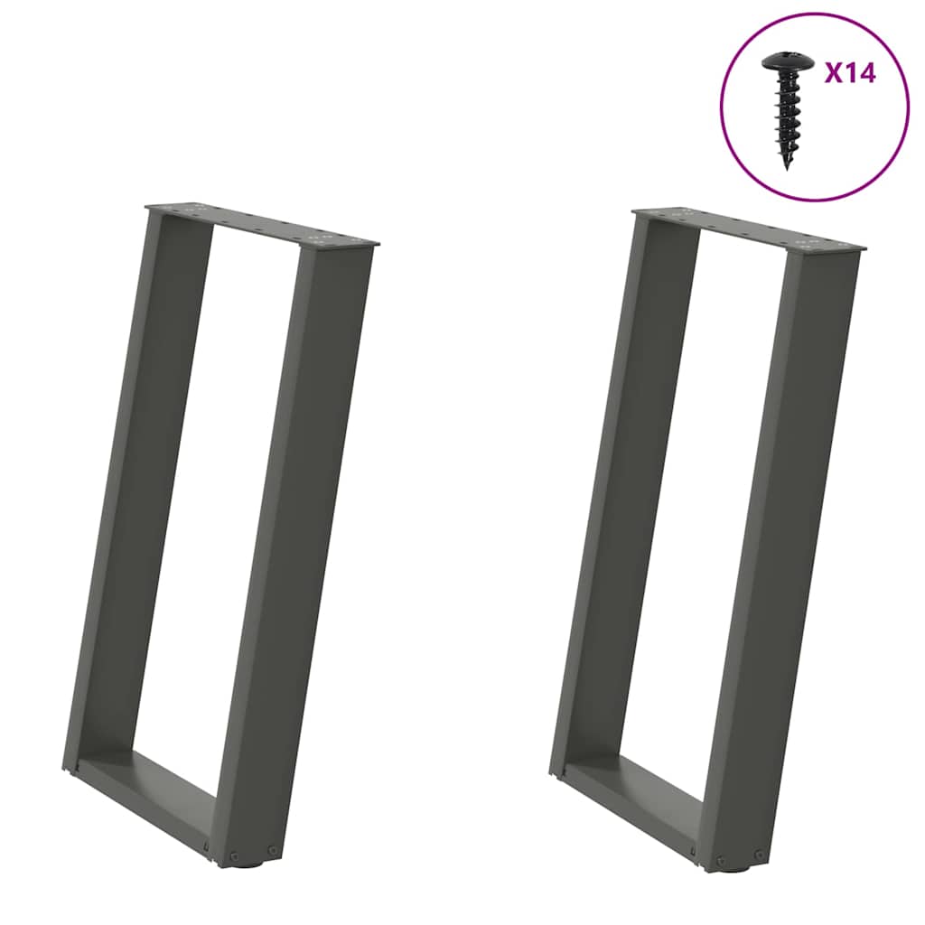 vidaXL Dining Table Legs U-Shaped 2 pcs Anthracite 50x(72-73) cm Steel 1