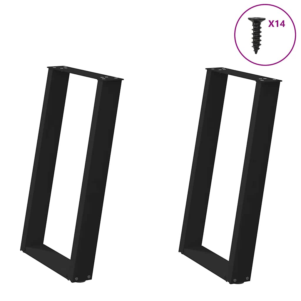 vidaXL Dining Table Legs U-Shaped 2 pcs Black 60x(72-73) cm Steel 1
