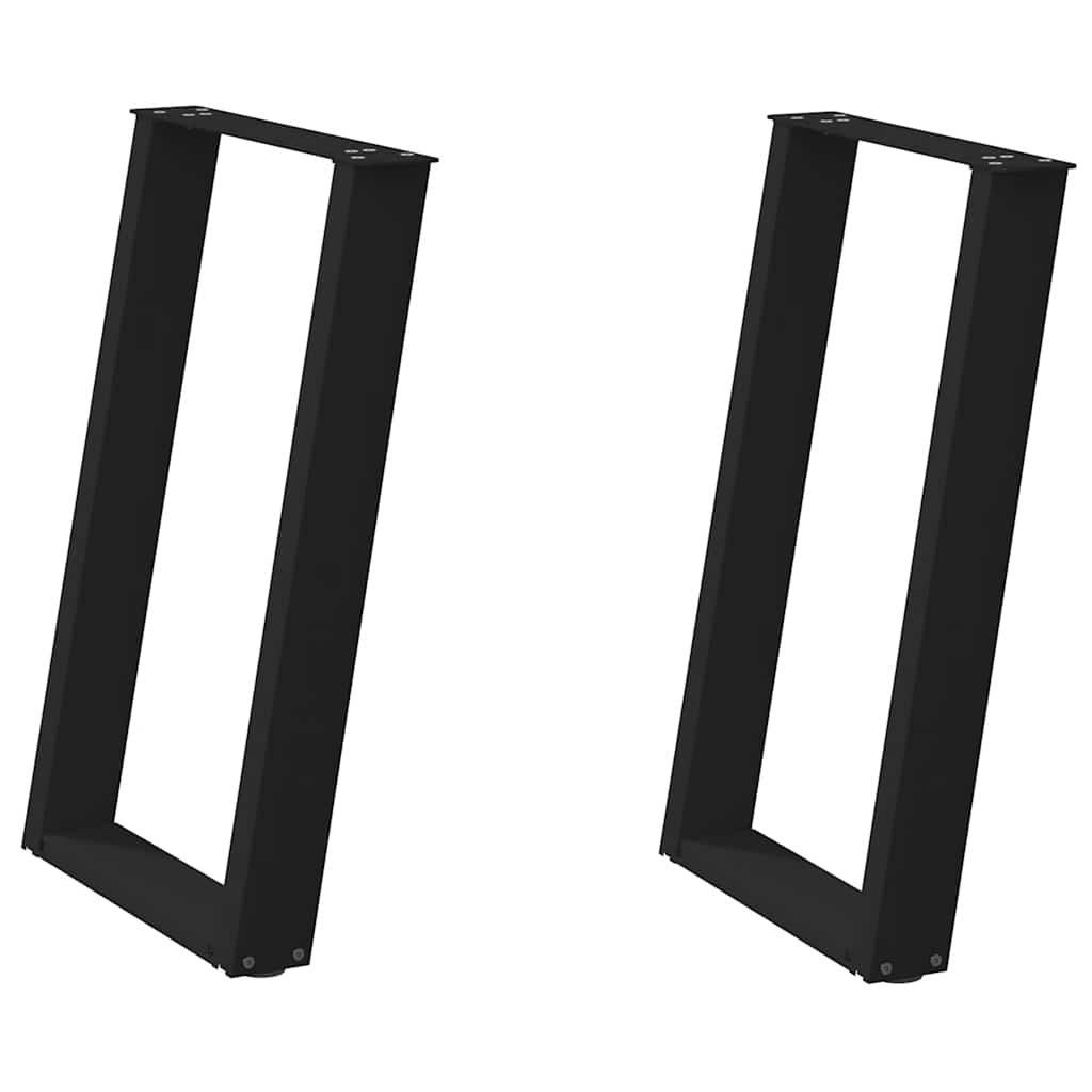 vidaXL Dining Table Legs U-Shaped 2 pcs Black 60x(72-73) cm Steel 2