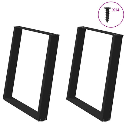 vidaXL Dining Table Legs U-Shaped 2 pcs Black 70x(72-73) cm Steel 1
