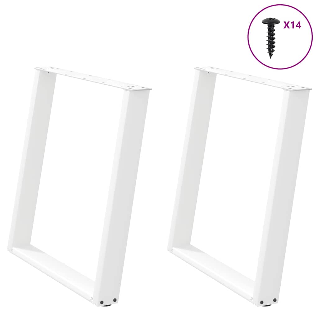 vidaXL Dining Table Legs U-Shaped 2 pcs White 80x(72-73) cm Steel 2