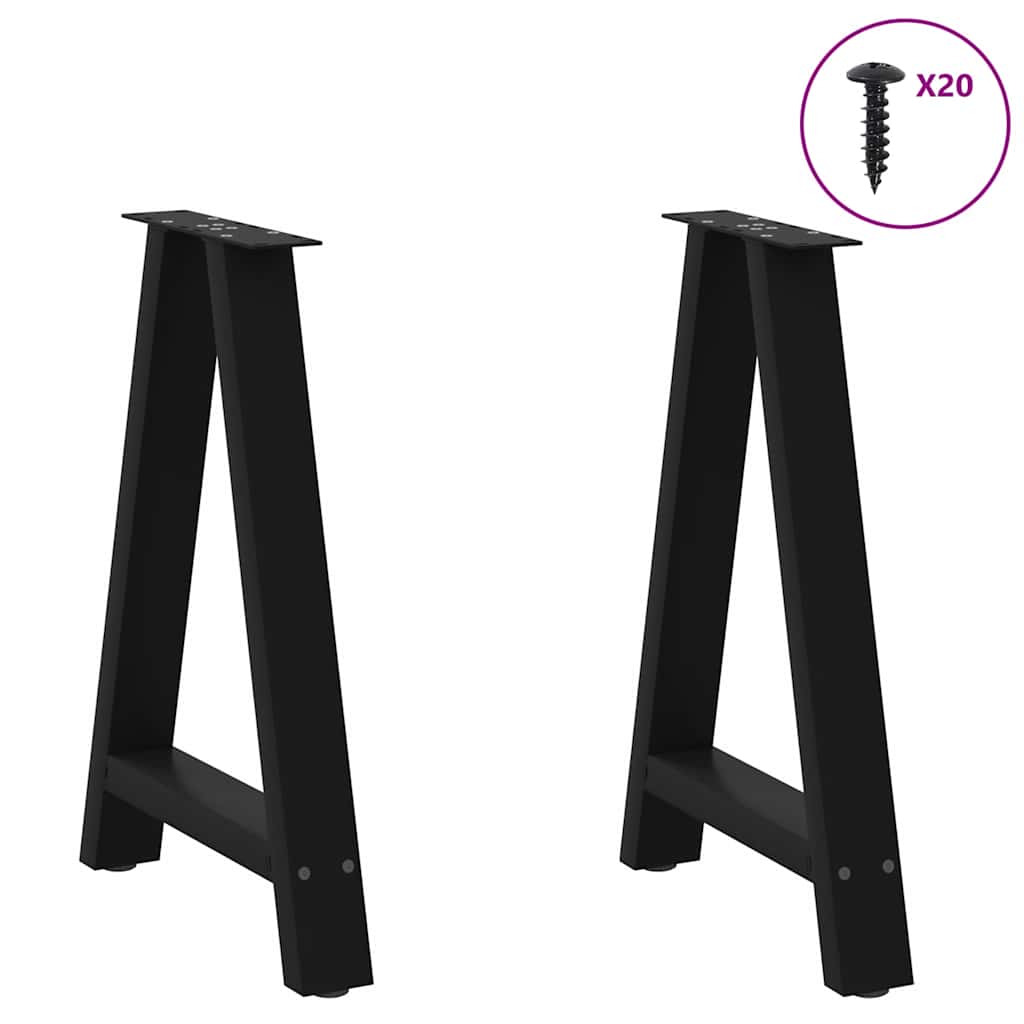 vidaXL Dining Table Legs A-Shaped 2 pcs Black 60x(72-73) cm Steel 3