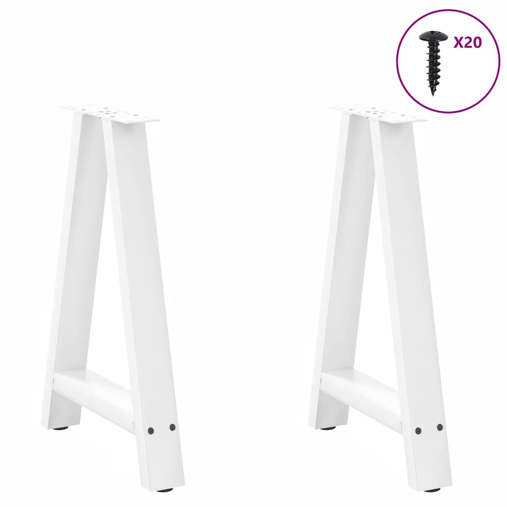vidaXL Dining Table Legs A-Shaped 2 pcs White 60x(72-73) cm Steel 3