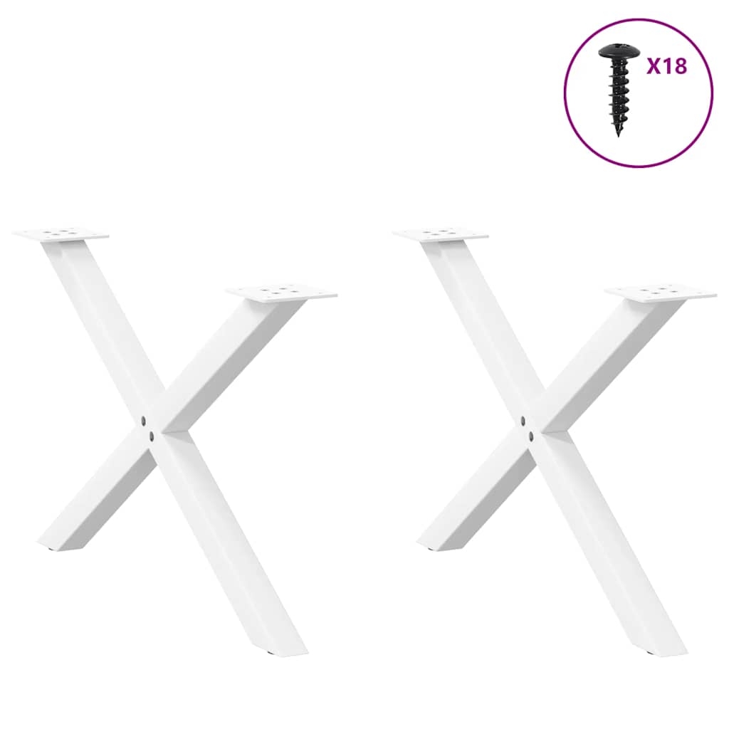vidaXL Coffee Table Legs X-Shaped 2 pcs White 70x(42-43) cm Steel 3