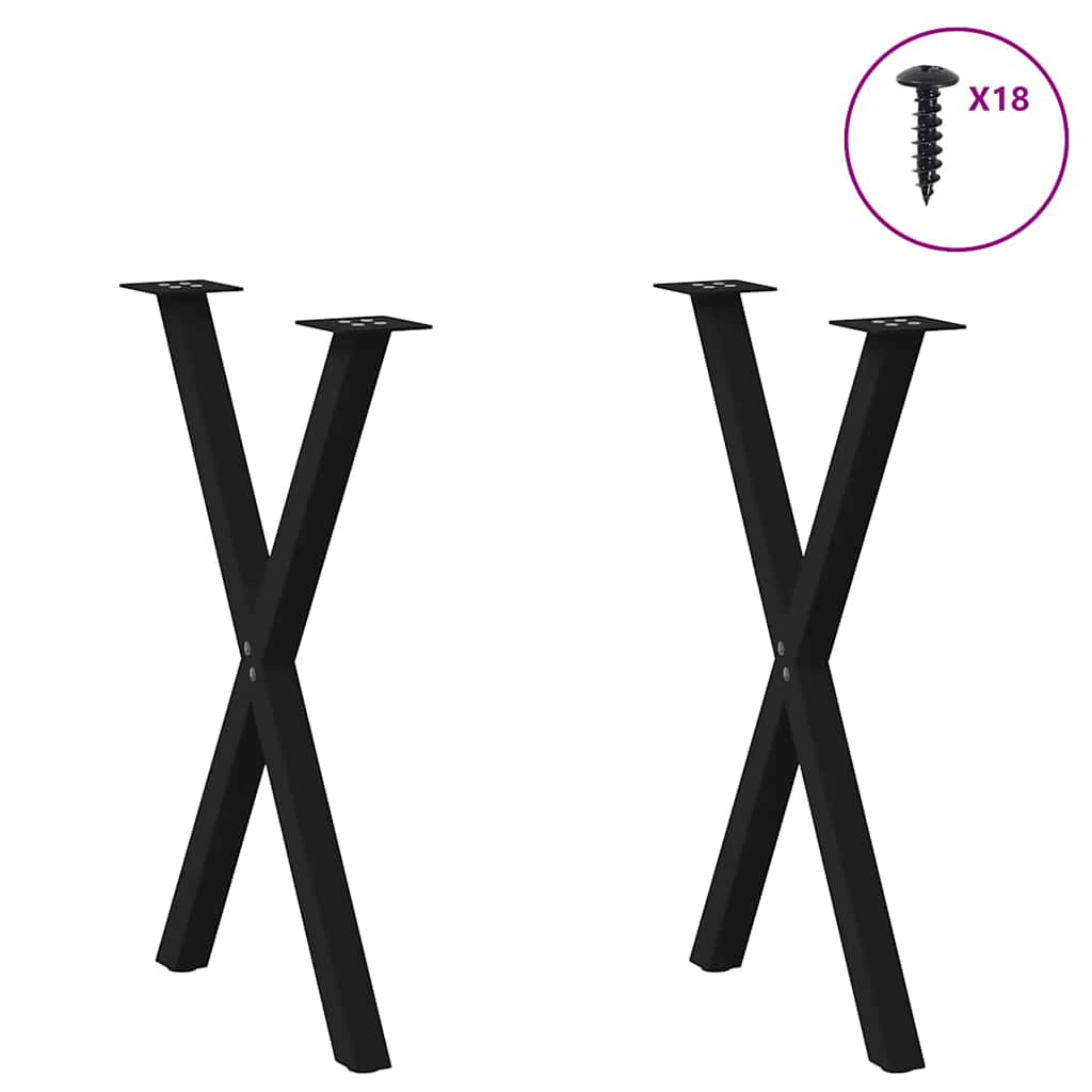 vidaXL Dining Table Legs X-Shaped 2 pcs Black 50x(72-73) cm Steel 3