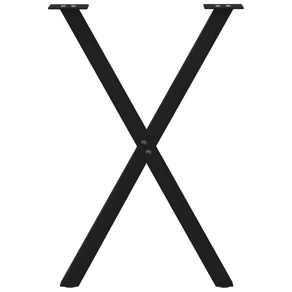 vidaXL Dining Table Legs X-Shaped 2 pcs Black 50x(72-73) cm Steel 5