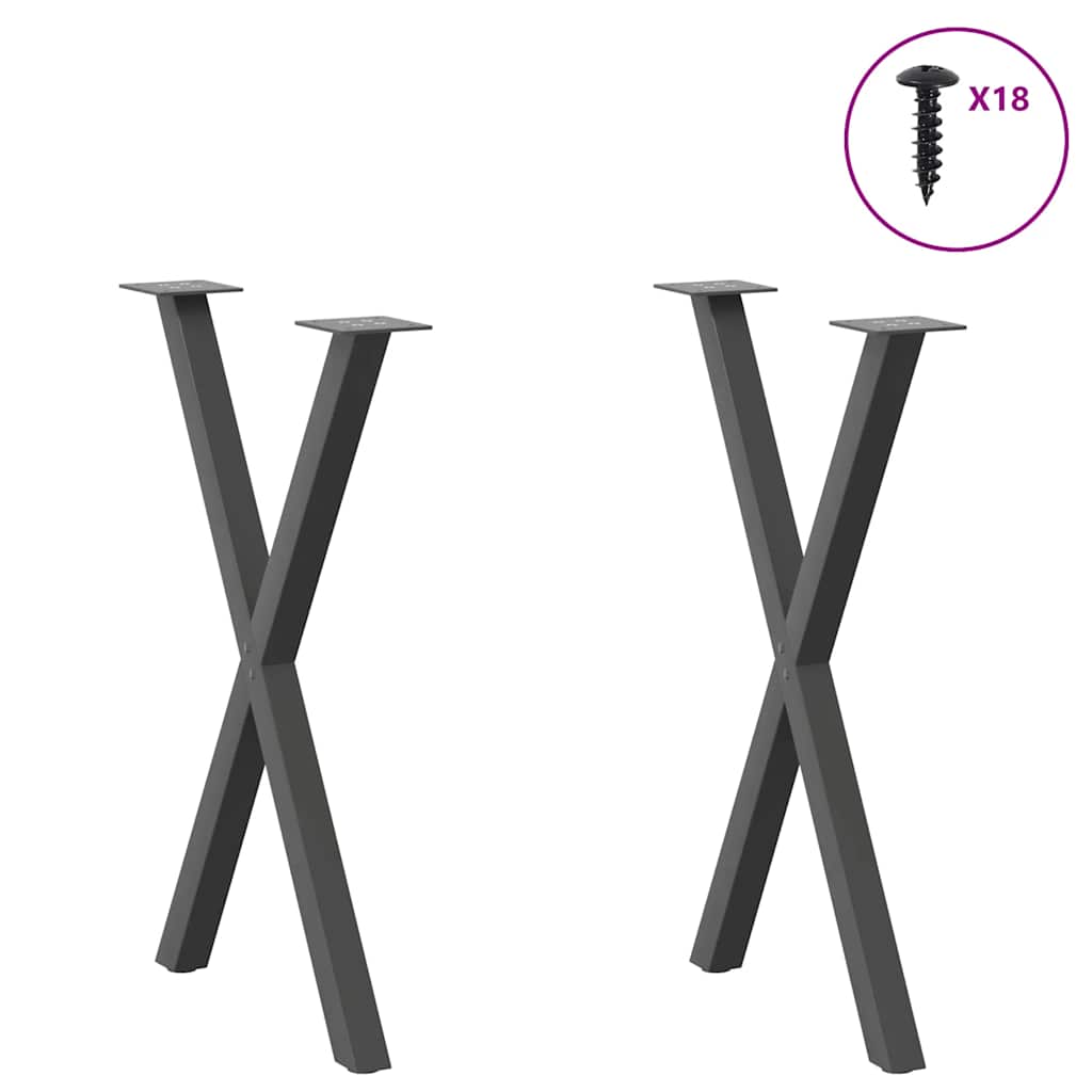 vidaXL Dining Table Legs X-Shaped 2 pcs Anthracite 50x(72-73) cm Steel 3