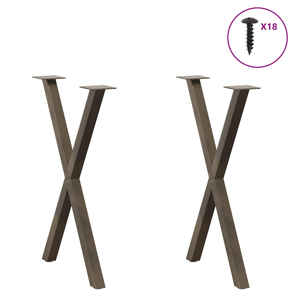 vidaXL Dining Table Legs X-Shaped 2 pcs Natural Steel 50x(72-73) cm Steel 3