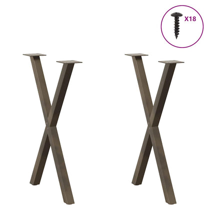 vidaXL Dining Table Legs X-Shaped 2 pcs Natural Steel 50x(72-73) cm Steel 3