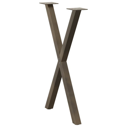 vidaXL Dining Table Legs X-Shaped 2 pcs Natural Steel 50x(72-73) cm Steel 4