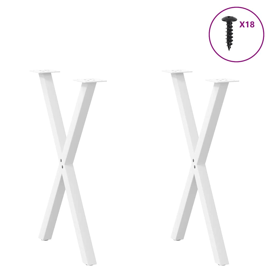 vidaXL Dining Table Legs X-Shaped 2 pcs White 57x(72-73) cm Steel 3