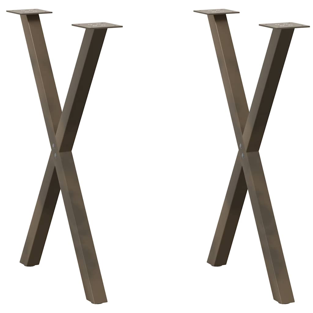 vidaXL Dining Table Legs X-Shaped 2 pcs Natural Steel 57x(72-73) cm Steel 2