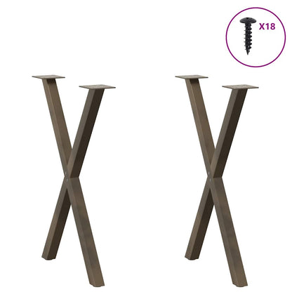 vidaXL Dining Table Legs X-Shaped 2 pcs Natural Steel 57x(72-73) cm Steel 3