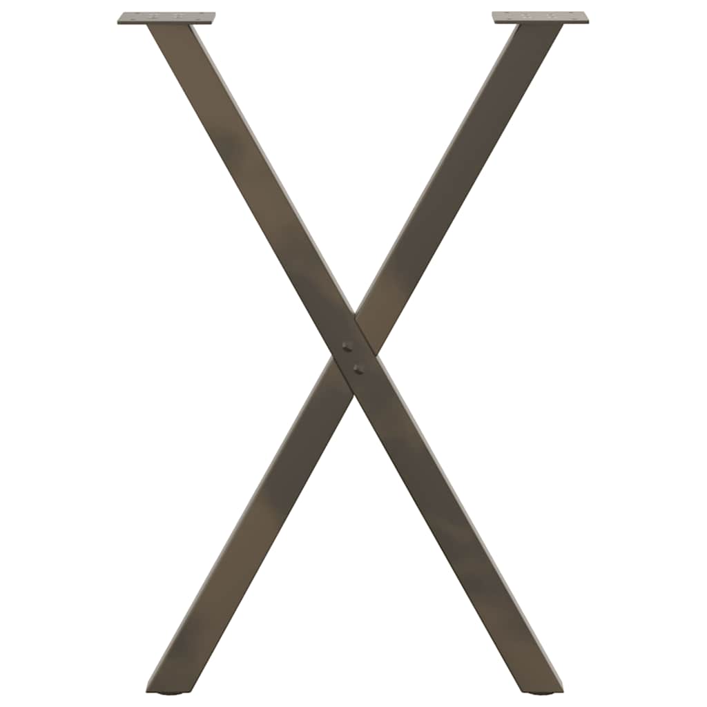 vidaXL Dining Table Legs X-Shaped 2 pcs Natural Steel 57x(72-73) cm Steel 5